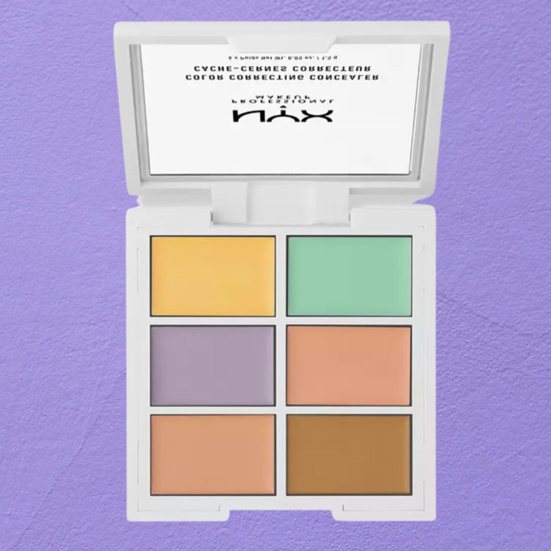 NYX color-correcting palette with six different shades for makeup application