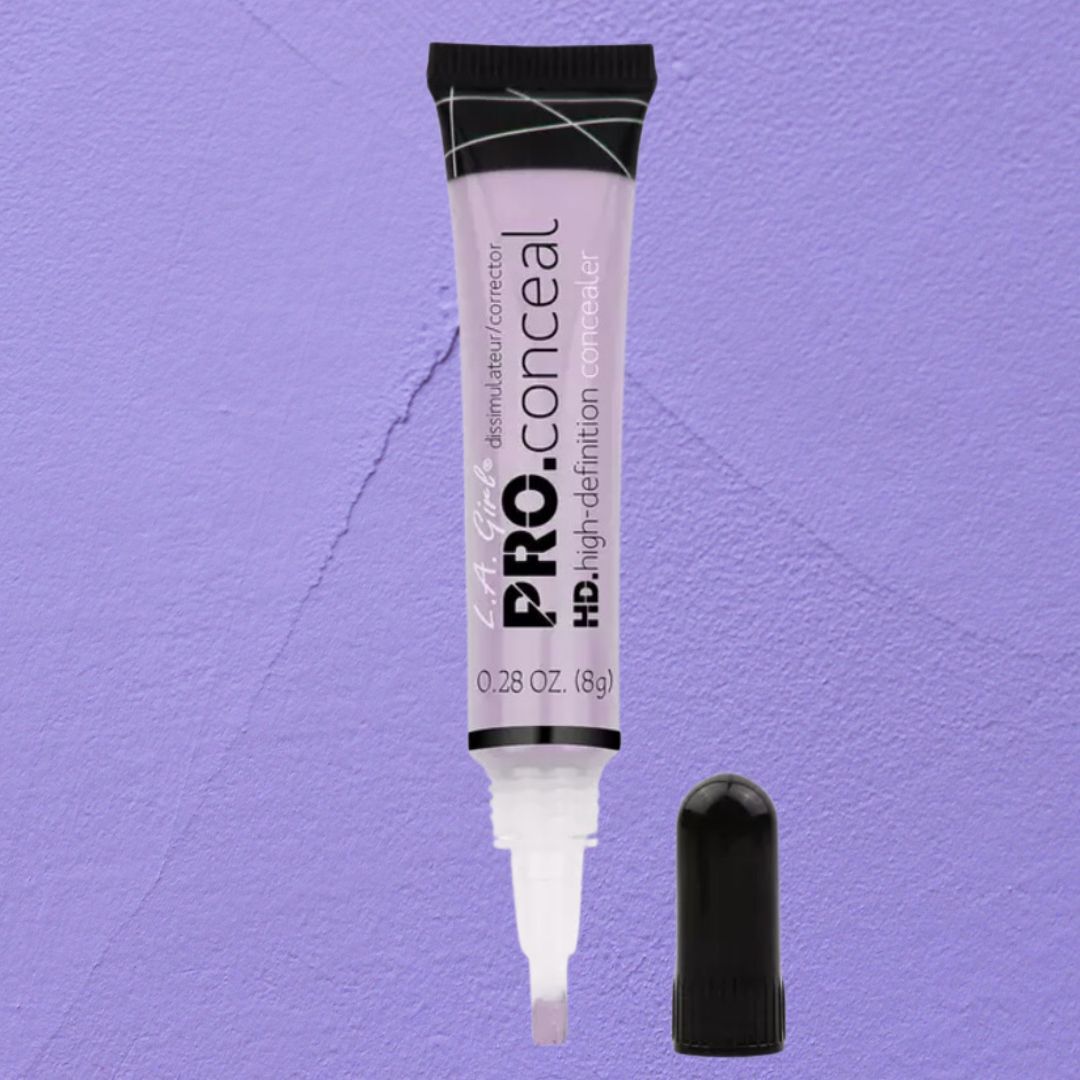 Tube of L.A. Girl Pro Conceal high-definition concealer on a purple background
