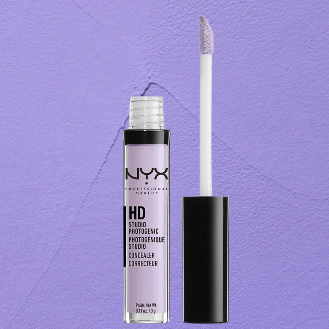 NYX HD Photogenic Concealer wand against a purple background, ideal for makeup enthusiasts