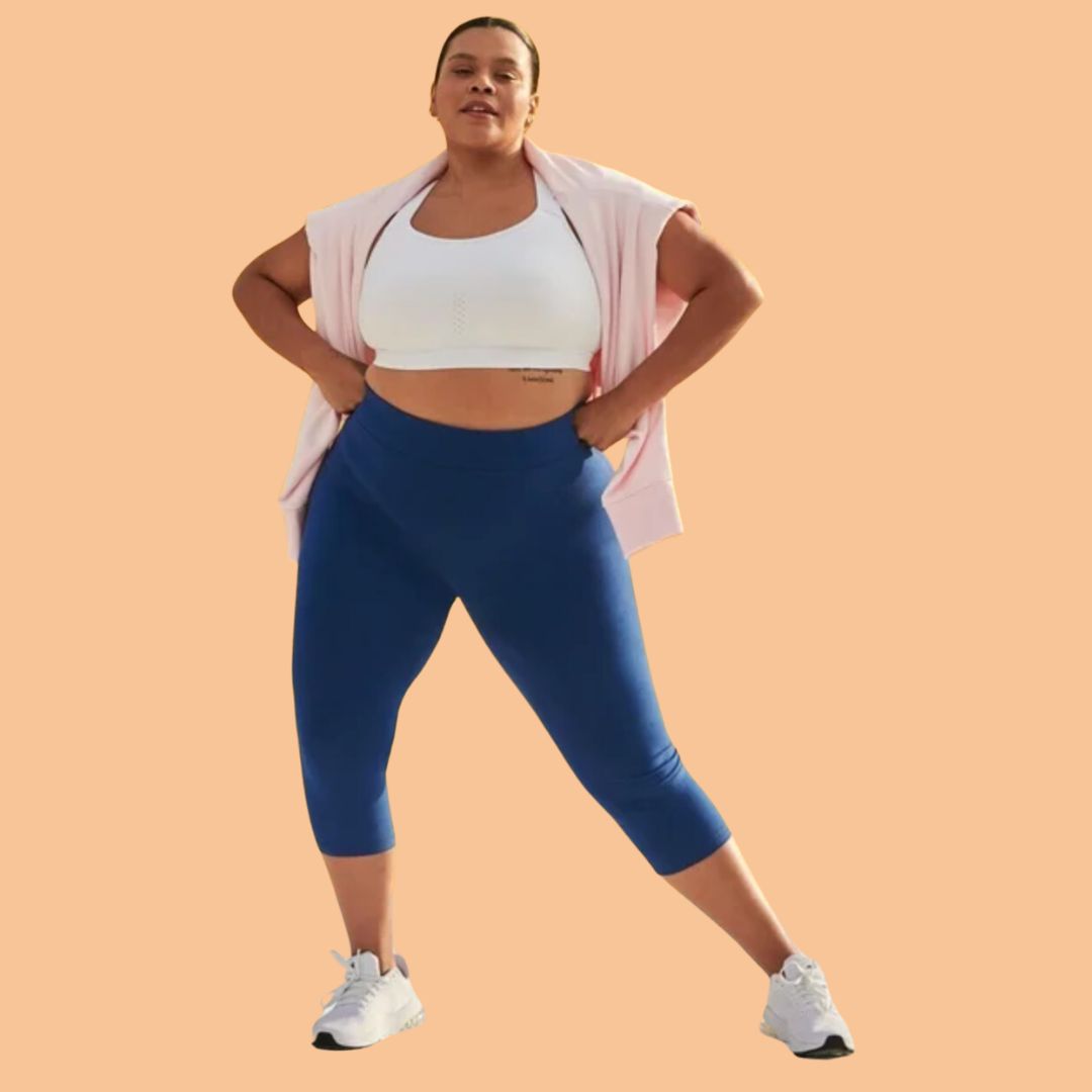 Model wearing capri workout leggings