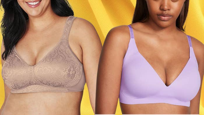 Models wearing two different bras