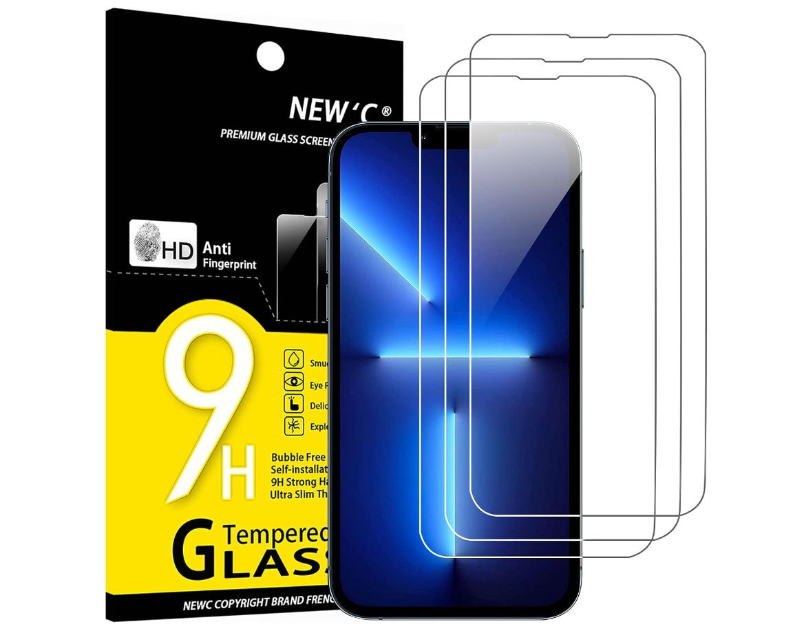 A set of three tempered glass screen protectors for a smartphone
