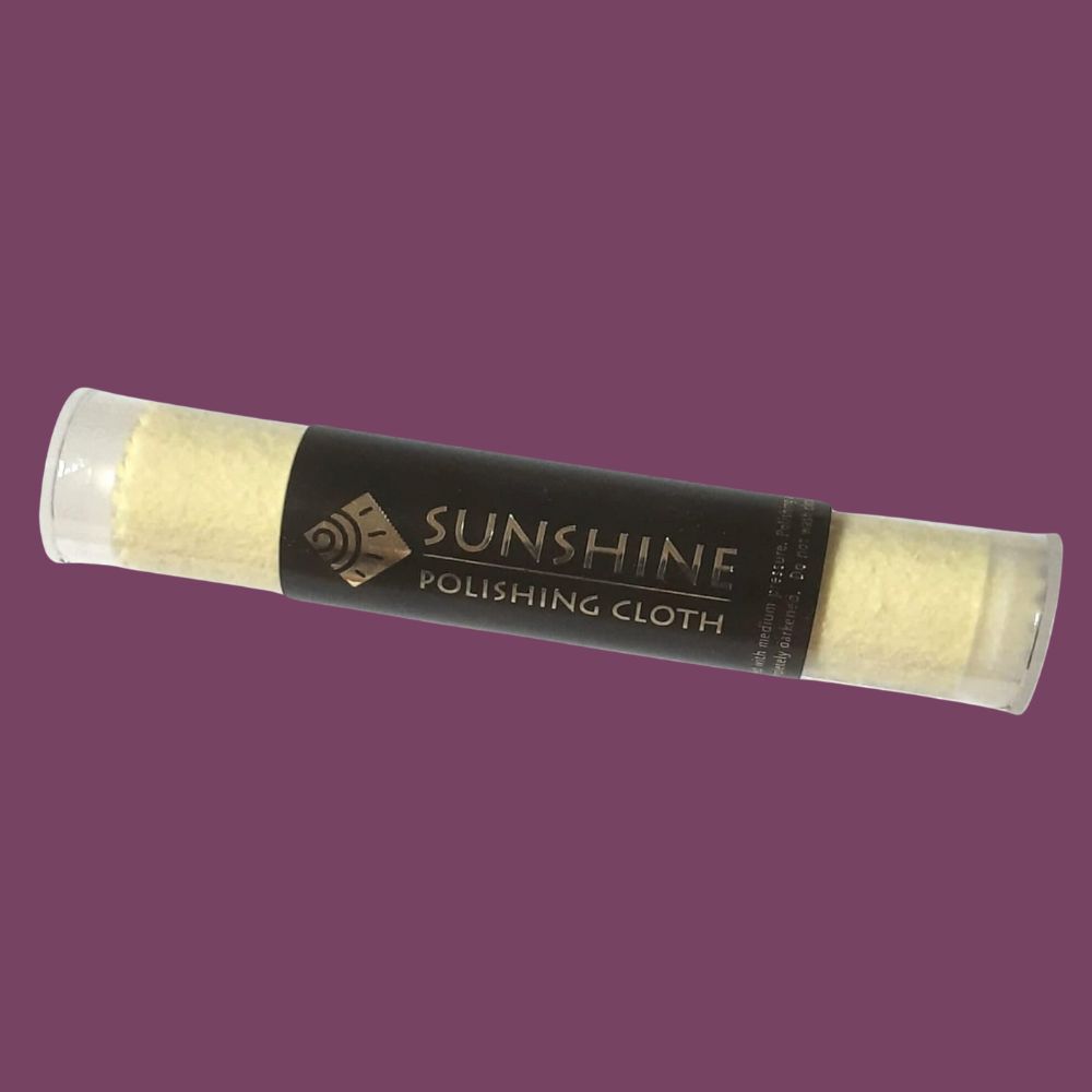 A Sunshine polishing cloth stored in a tube