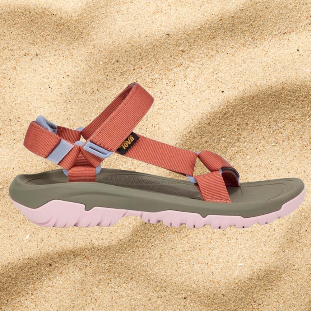 The orange, pink and gray sandal