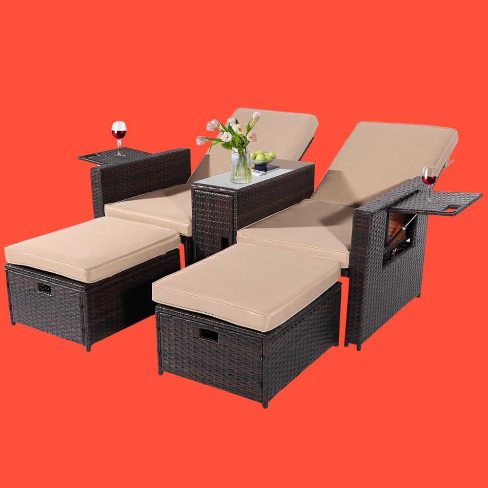 Set kursi malas khaki