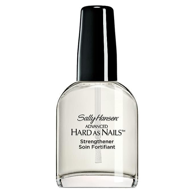 Sally Hansen Advanced Hard as Nails Strengthener bottle. The product is designed to fortify and strengthen nails