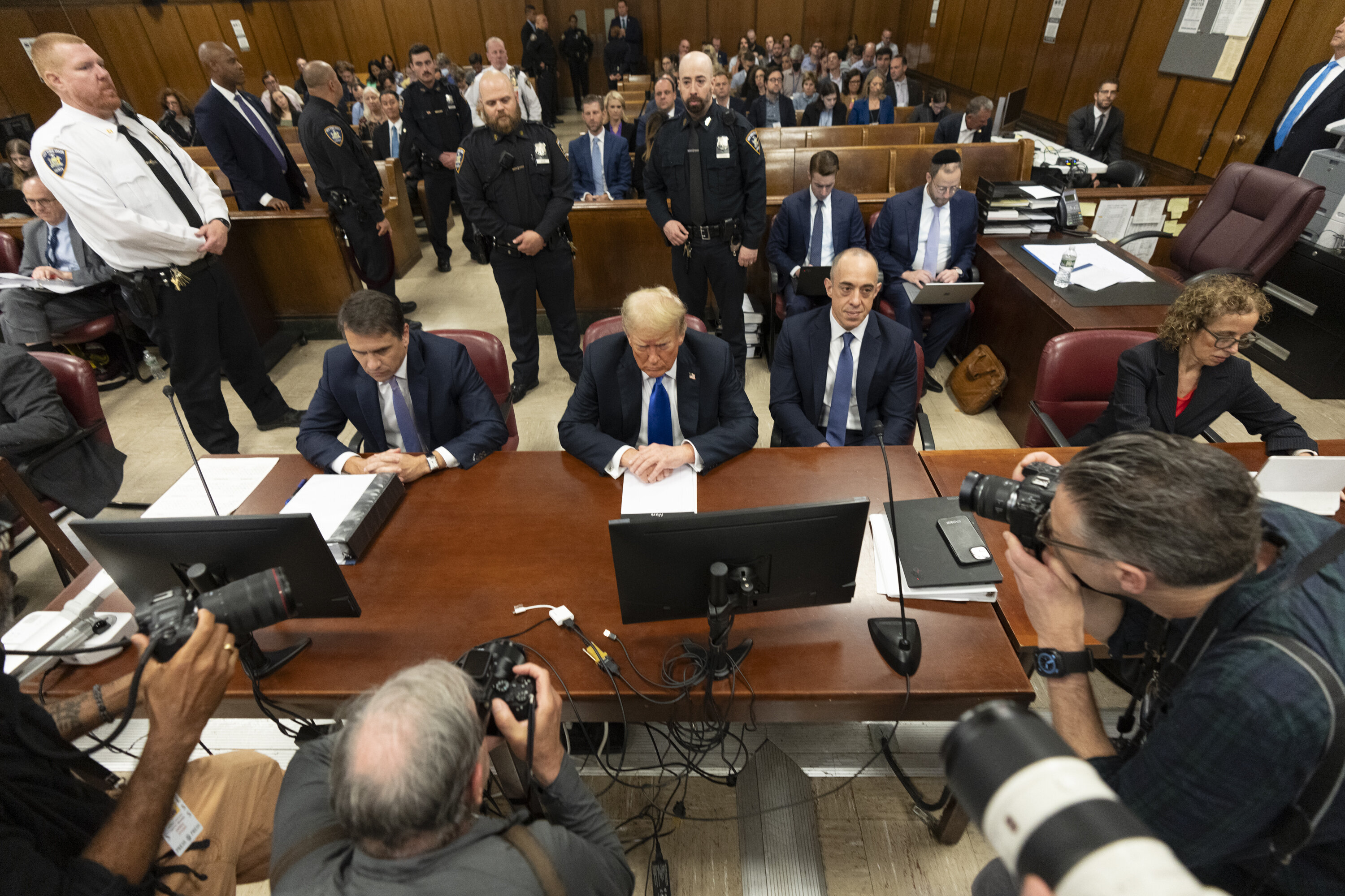 Former President Donald Trump appears at Manhattan criminal court during jury deliberations in his criminal hush money trial on Thursday