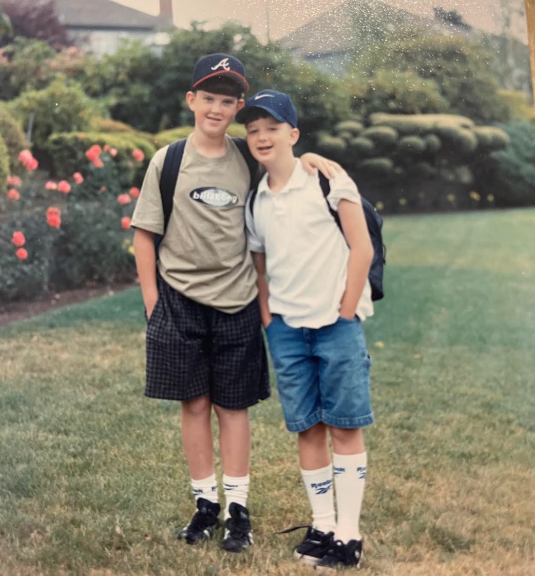 Randy, right, and brother Billy are pictured as children