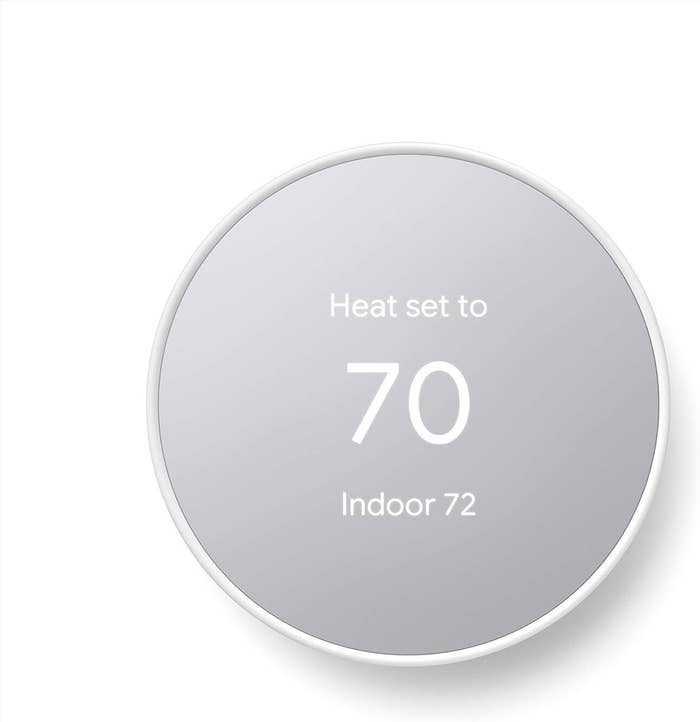 Smart thermostat show  showing "Heat acceptable   to 70, Indoor 72."