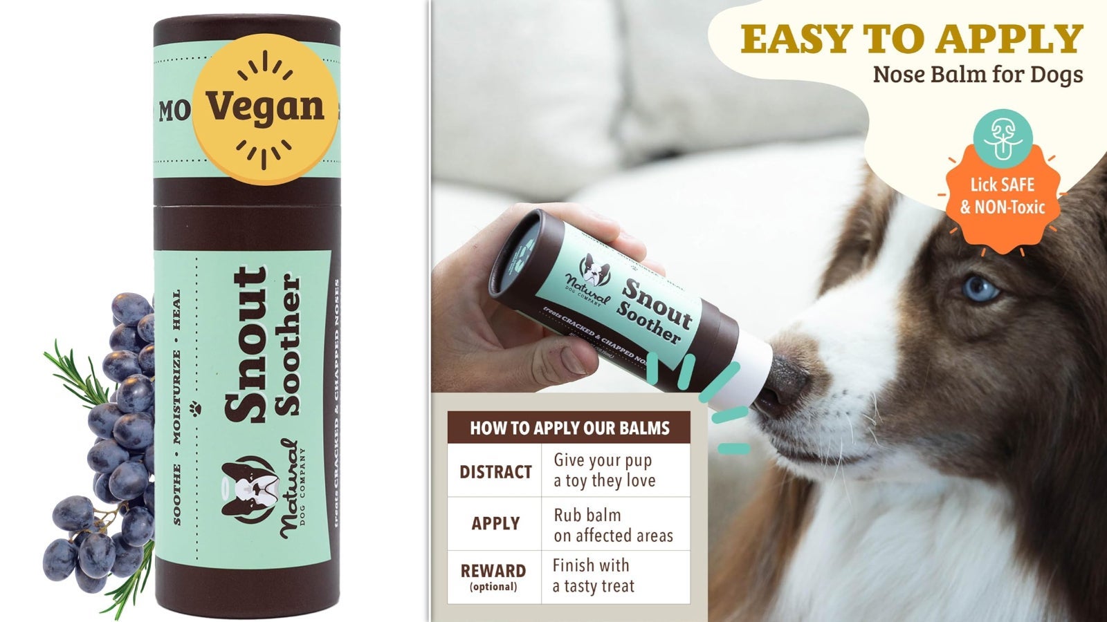 Vegan Snout Soother for dogs, casual  to apply, lick-safe, and non-toxic. Includes instructions connected  however  to use  the balm for effectual  use