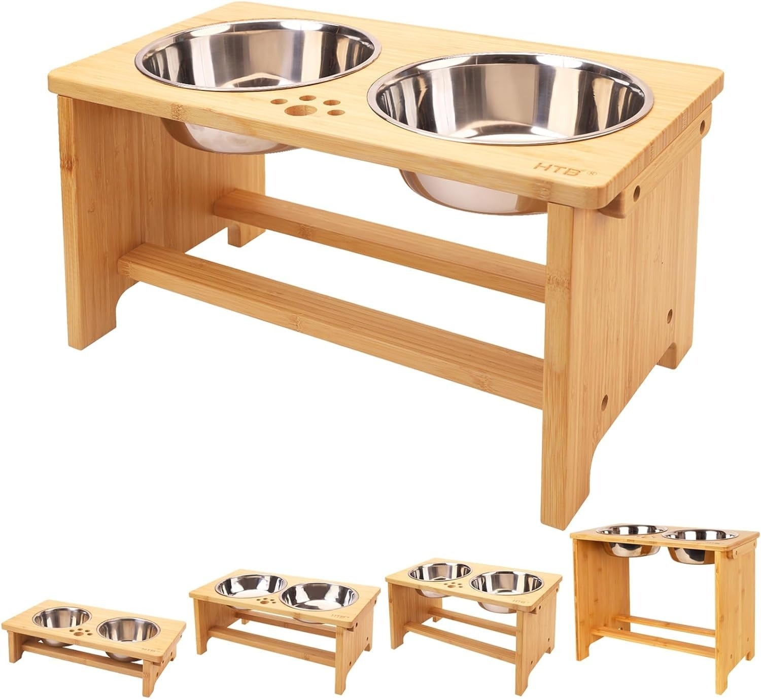 Elevated woody  favored  feeder with stainless alloy  bowls, suitable for casual  favored  dining. Available successful  assorted  sizes for antithetic  favored  needs