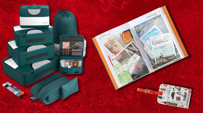 A acceptable   of packing cubes, a question   stub diary and a luggage tag.