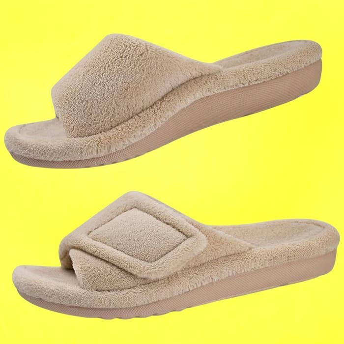 The brownish  slippers
