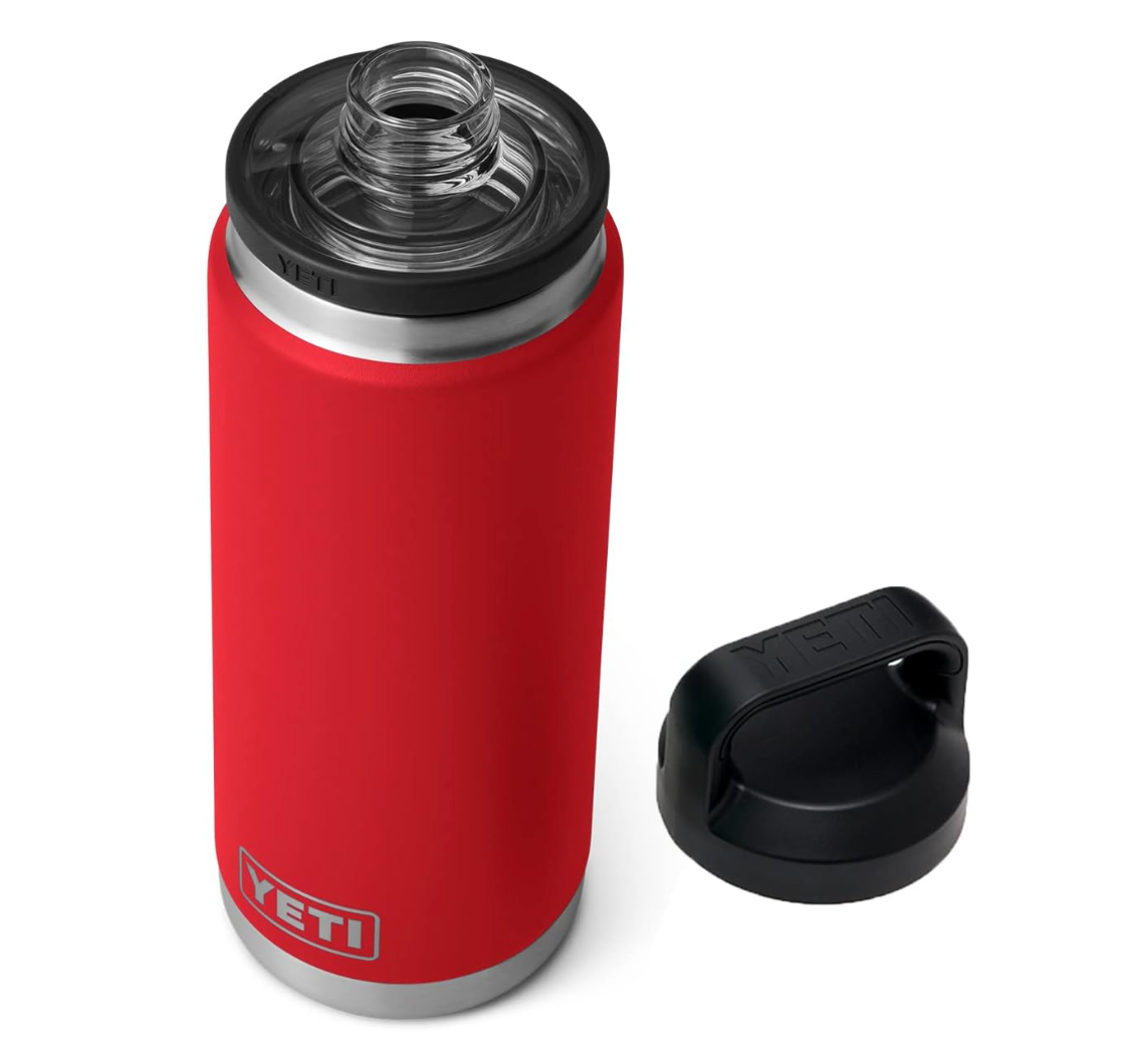 YETI insulated travel mug with lid removed, showing its wide mouth opening, ideal for keeping beverages hot or cold