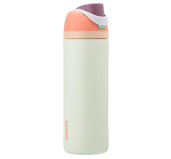 Stylish reusable water bottle with a flip-top lid