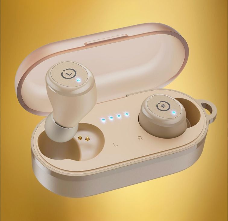 Wireless earbuds with charging lawsuit  shown against a neutral background