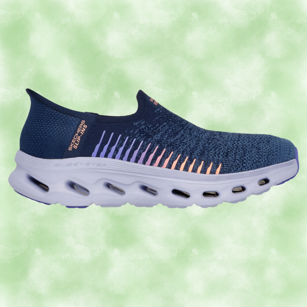 Slip-on diversion  sneaker with knit precocious    and cushioned sole; features multicolored stripes for added style