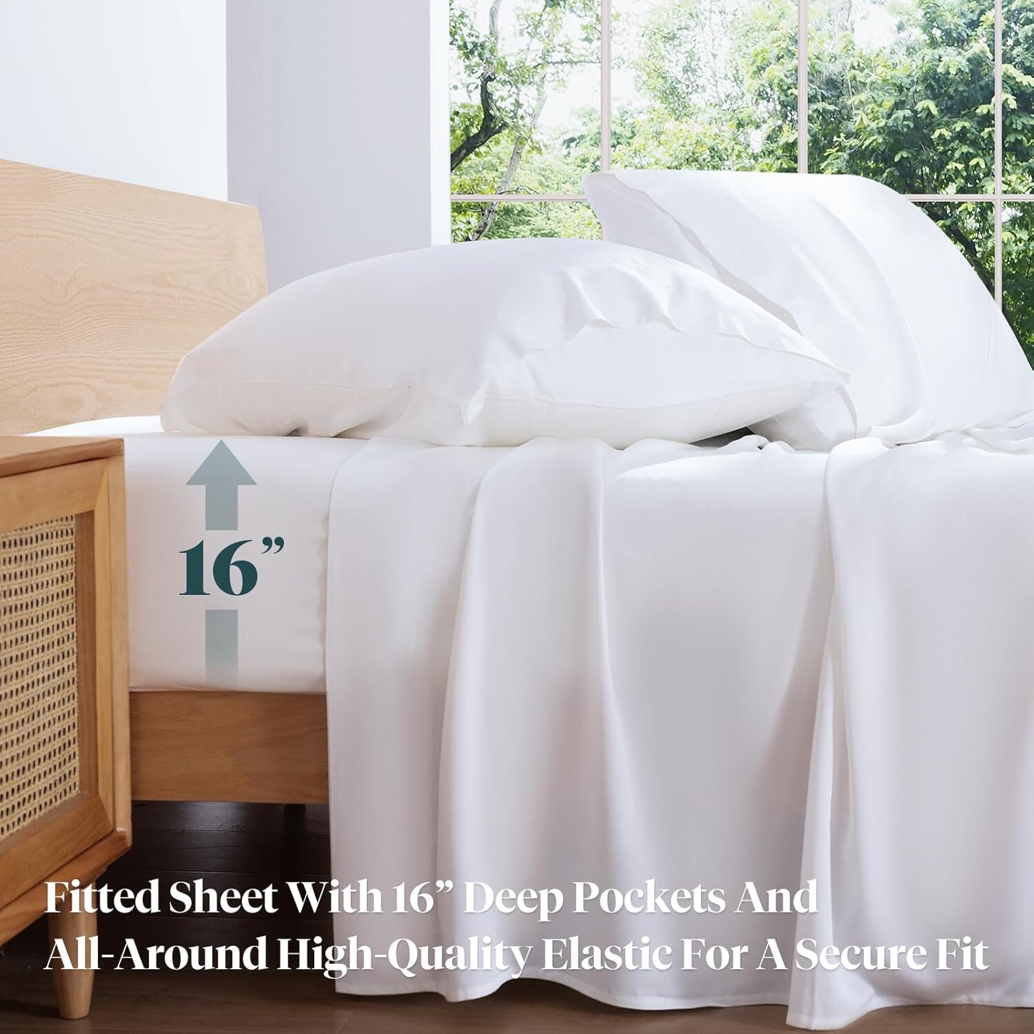 Fitted expanse  connected  a bed, featuring 16-inch heavy  pockets and high-quality elastic for a unafraid  fit