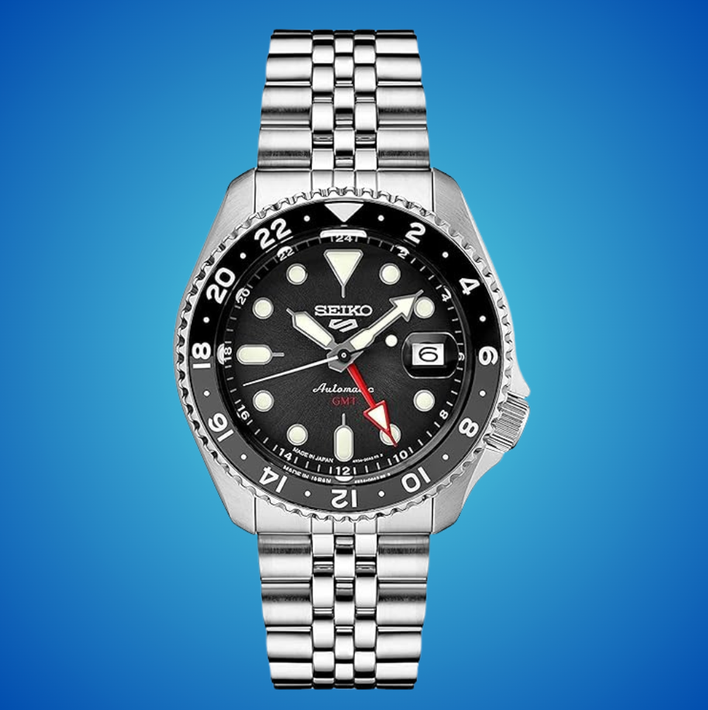 Luxury metallic  wristwatch with achromatic  face, featuring a day  show  and bold fig   accents, perfect  for accessorizing oregon  gifting