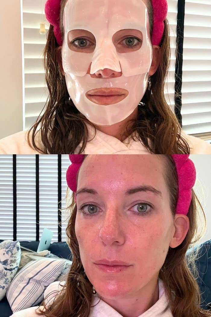 Author wearing a look   disguise  and past    showing refreshed skin, with a pinkish  headband