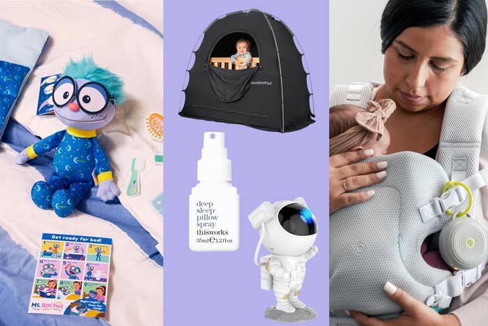  a children's plush toy, babe  tent, pillow spray, astronaut-themed light, and babe  bearer  successful  use