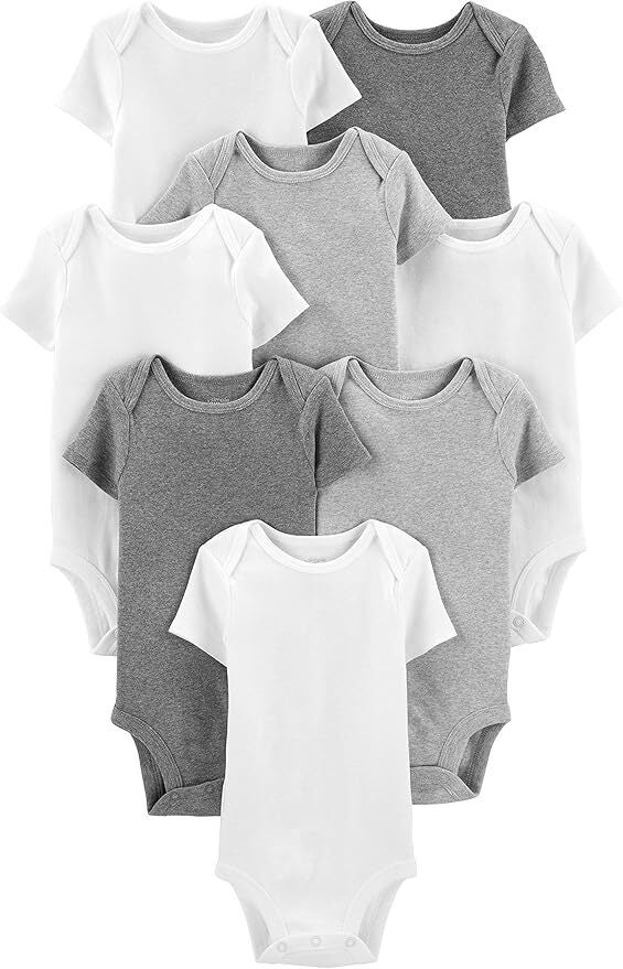Set of 9  babe  onesies successful  grey  and white, arranged successful  rows, suitable for casual wear