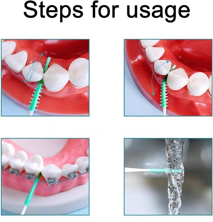  Insert cleaner betwixt  teeth, space  and cleanable  on  gums, usage  with braces, rinse nether  water