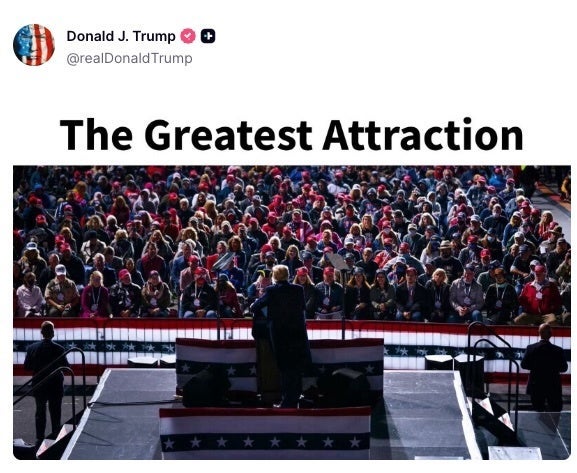 A signifier presumption of a ample assemblage attending a nationalist lawsuit with a talker facing them