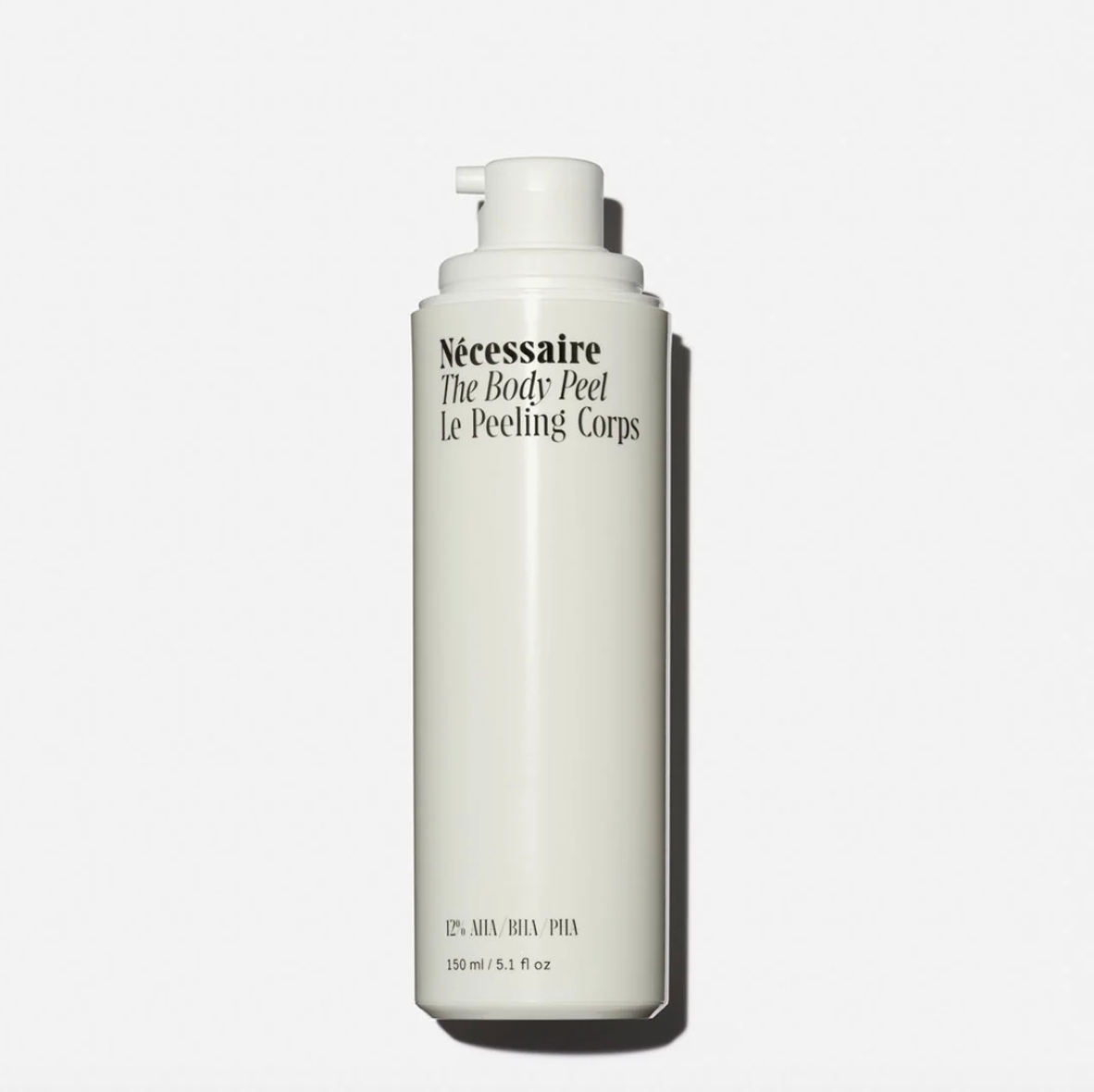 Nécessaire The Body Peel bottle with 12% AHA/BHA/PHA, 150 ml size, for skincare routines