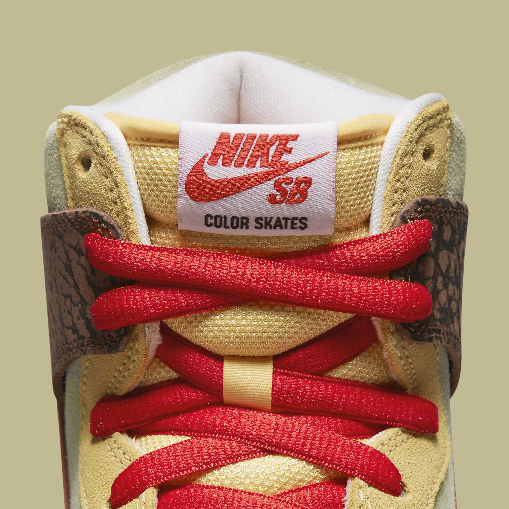 Color Skates x Nike SB Dunk High Kebab &amp; Destroy Release Date CZ2205-700 Tongue
