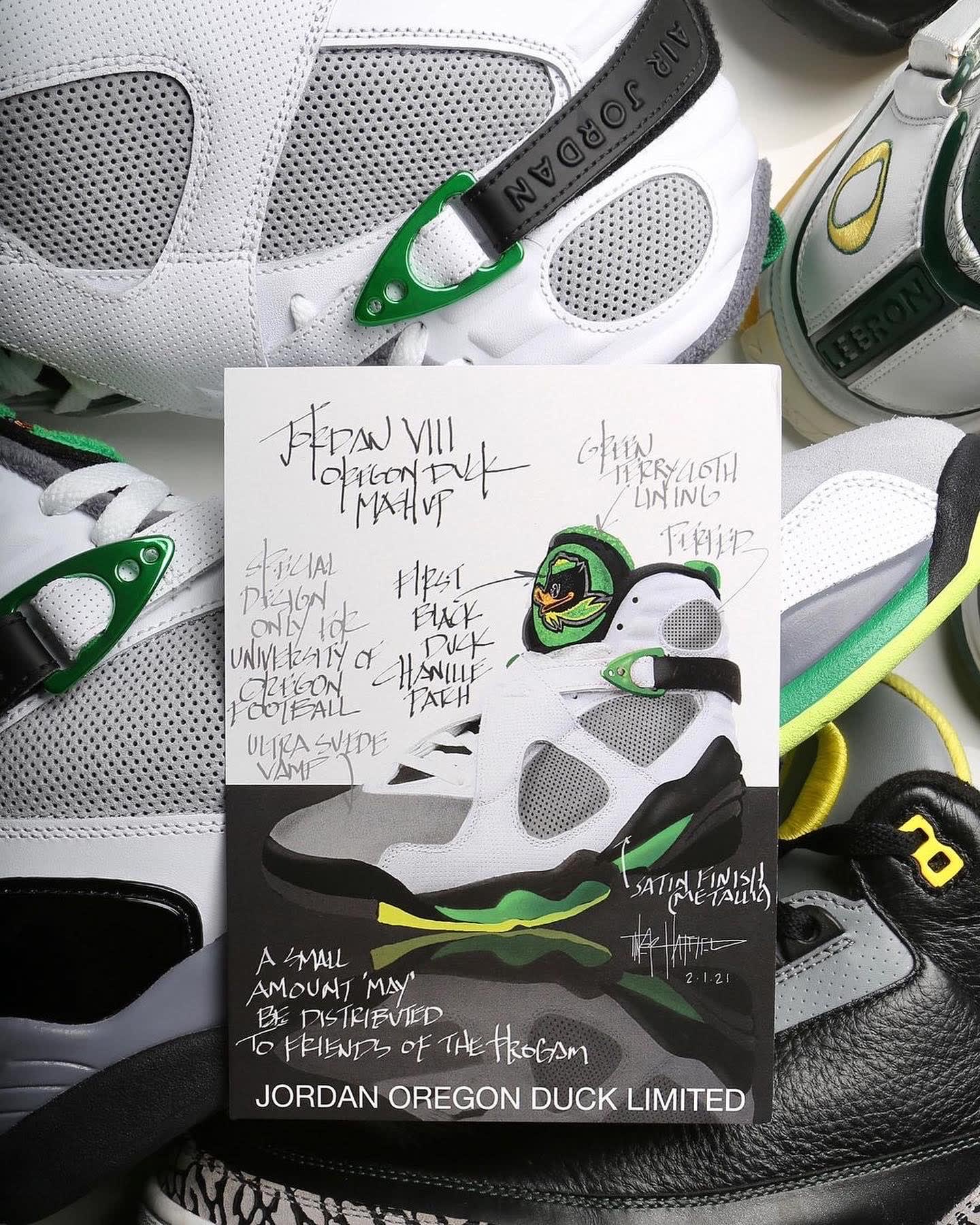 Air Jordan 8 VIII Oregon Ducks PE Card