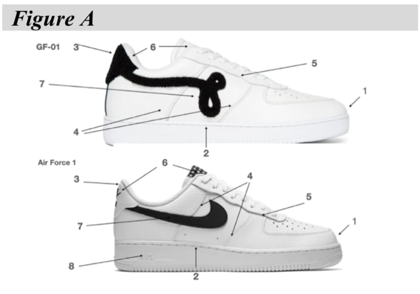 A comparison of the Geiger GF-01 and the Nike Air Force 1 breaking down the differences in the two shoes