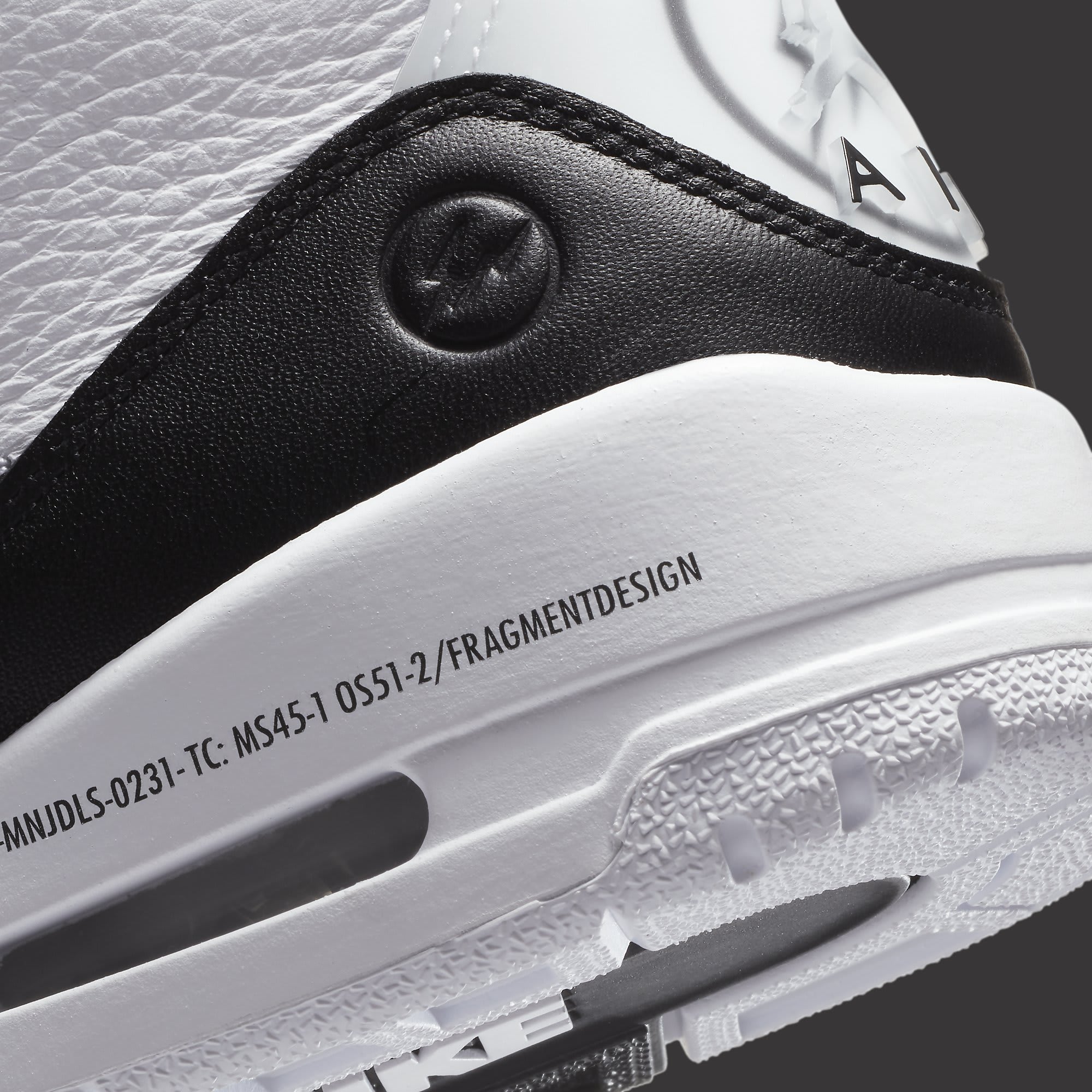 Fragment x Air Jordan 3 Release Date DA3595-100 Heel Detail