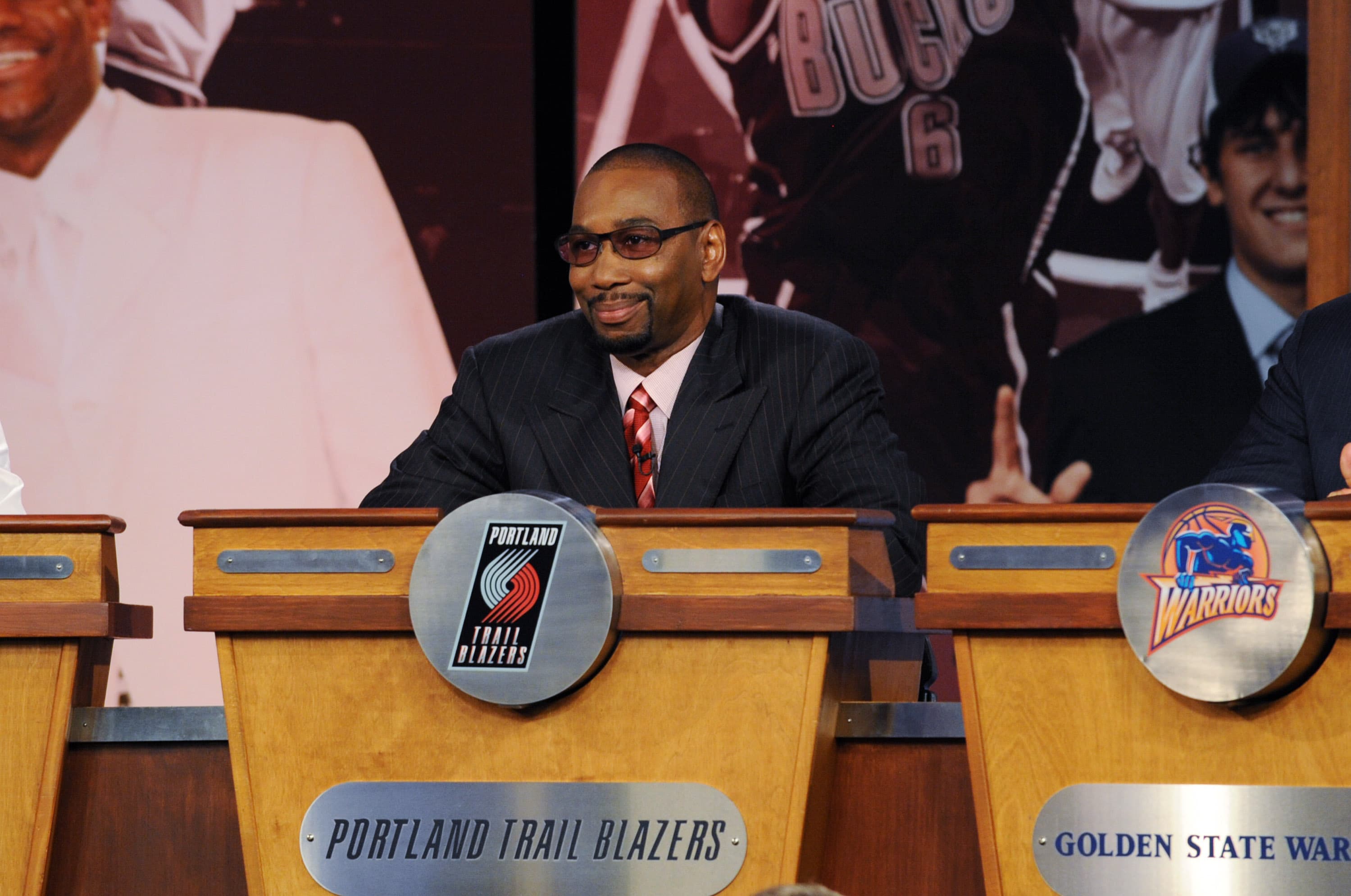 Larry Miller, then the Portland Trail Blazers&#x27; president, at the NBA Draft Lottery in 2008