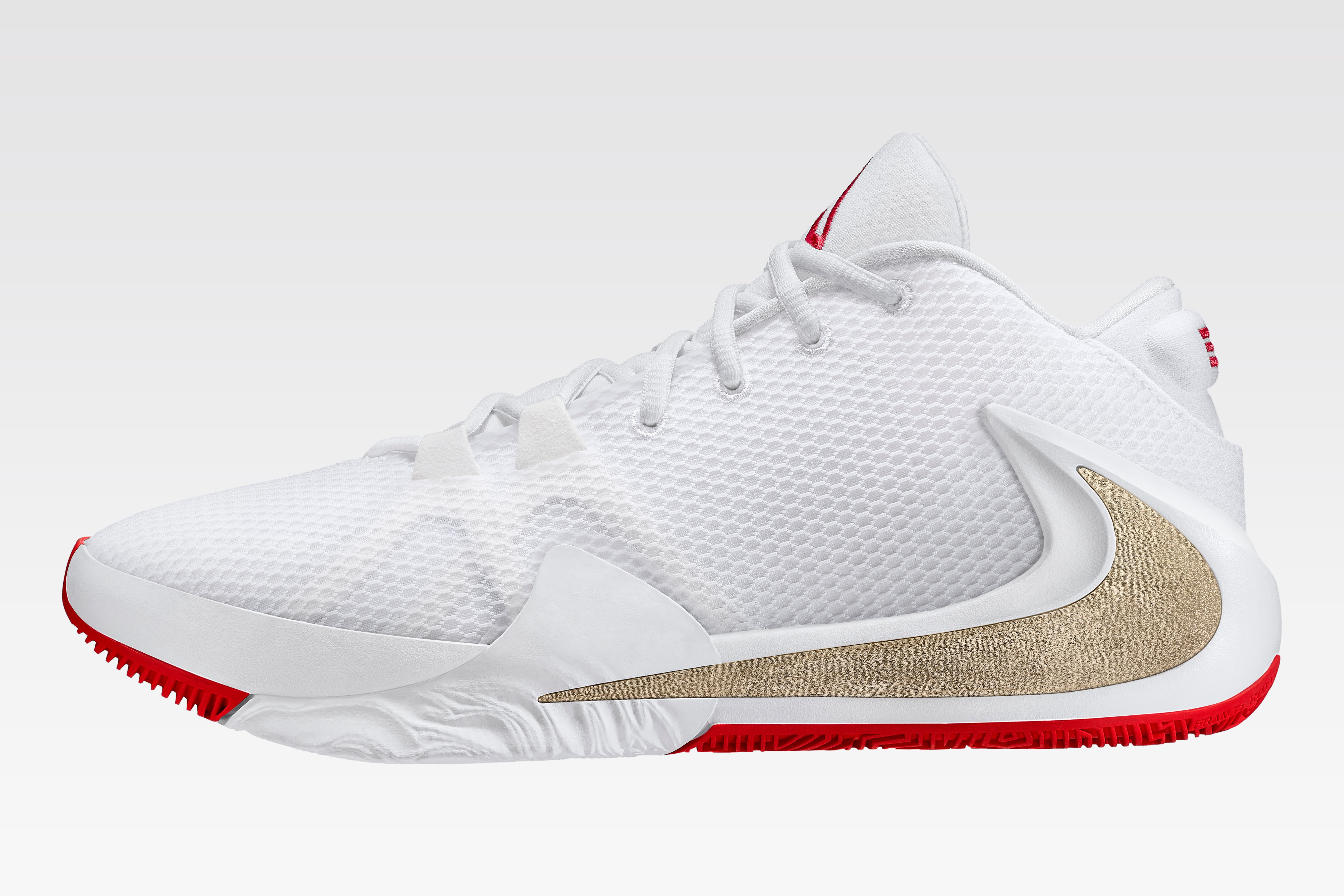 Nike Air Zoom Freak 1 (White/Gold/Red Lateral)