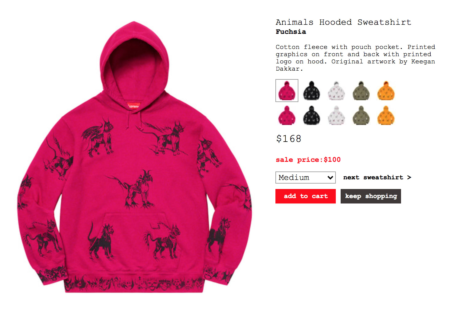 Supreme animal hoodie hot sale