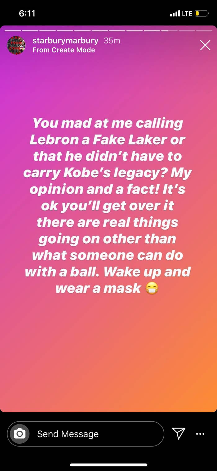 Stephon Marbury responds to criticism over his LeBron isn’t a Laker take.