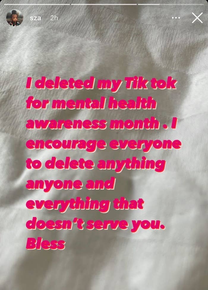 SZA deleted her TikTok for Mental Health Awareness Month