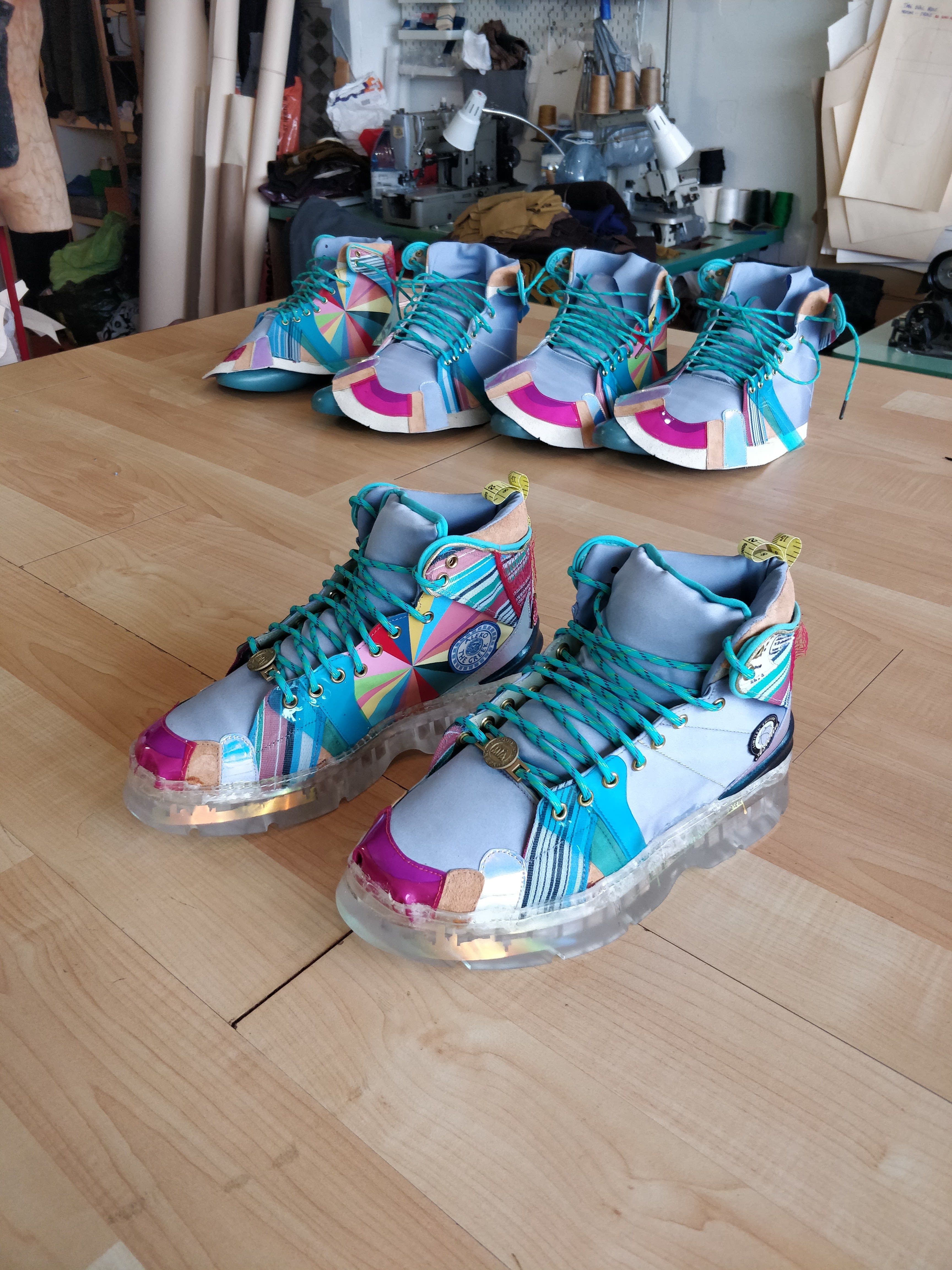 BTS shots of Sneakerella sneakers being made