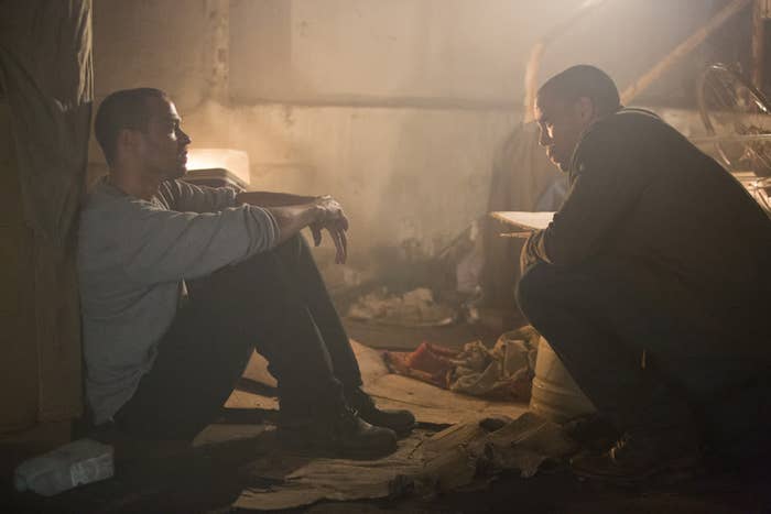 Jesse Williams and Michael E aly in a scene from 'Jacob’s Ladder' directed by David M. Rosenthal