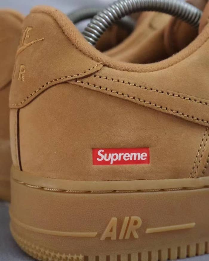 Closely Inspect the Supreme x Nike Air Force 1 'Flax' - Sneaker
