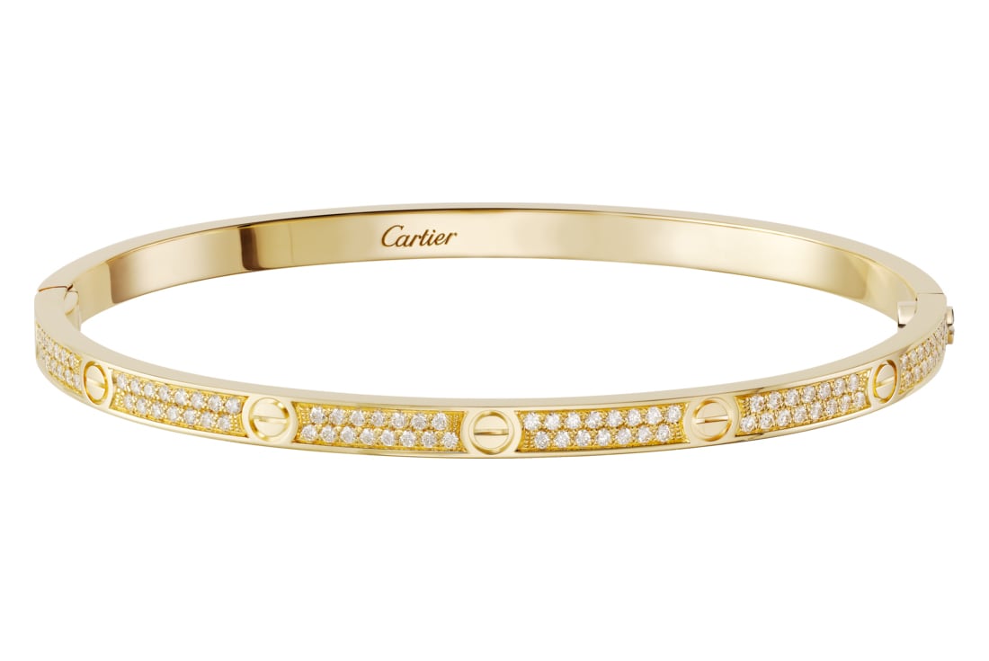 cartier love bracelet small model pave yellow gold