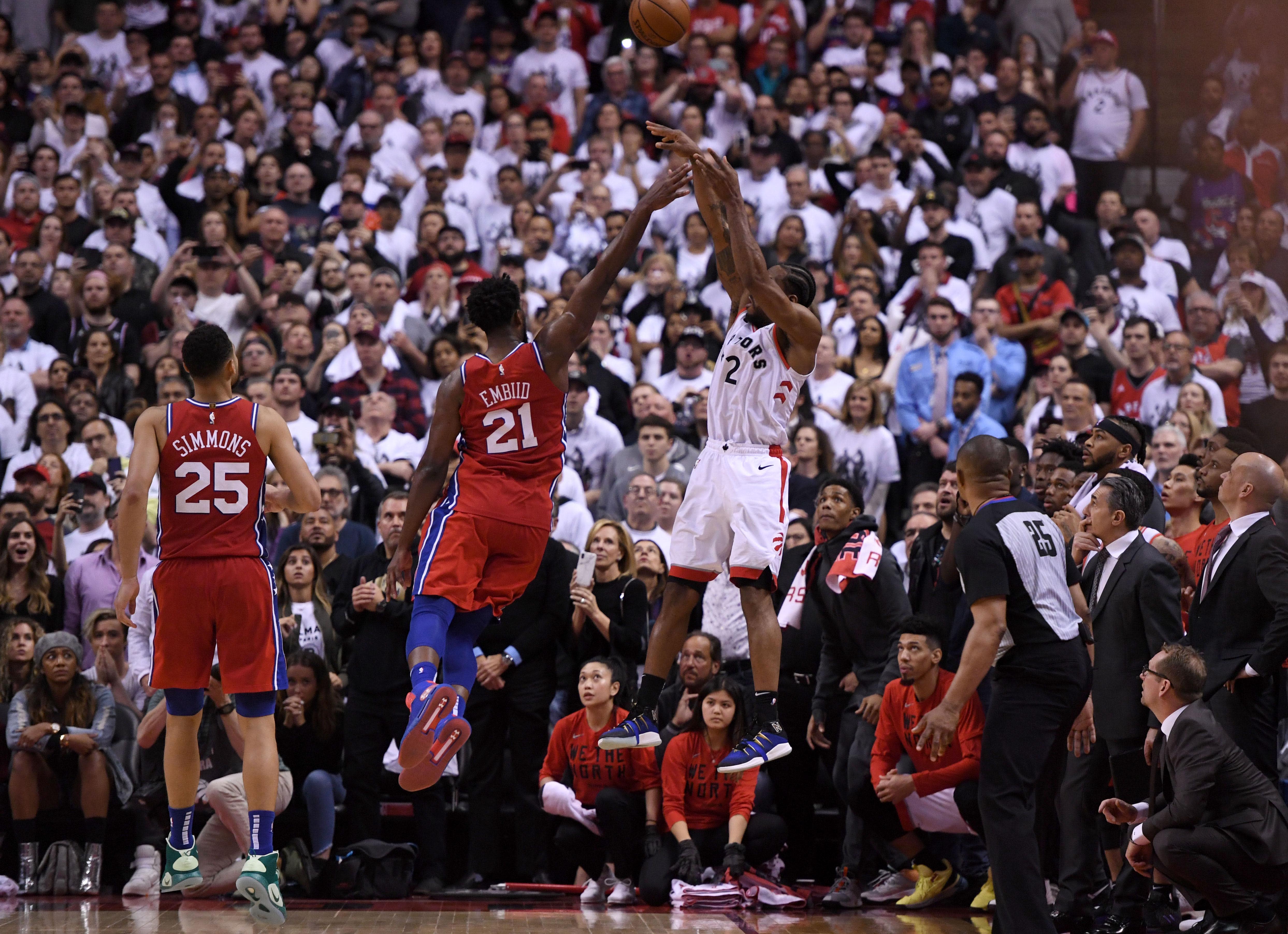 Kawhi Leonard Joel Emiid Shot Game 7 2019 Playoffs