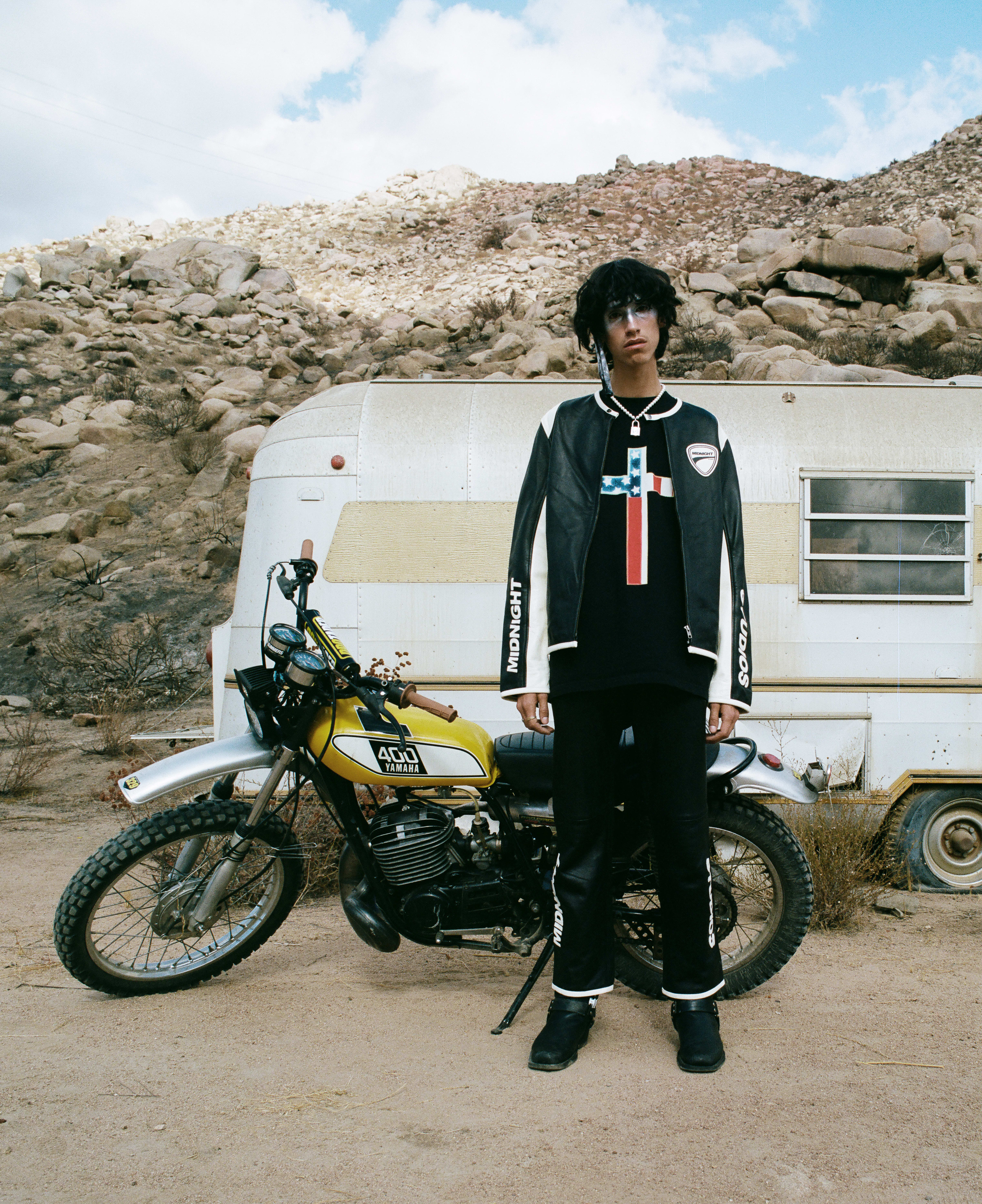 MIDNIGHT STUDIOS - PLAYBOI CARTI WEARS FW19 'ALAN VEGA' MOTO JERSEY.  AVAILABLE IN OUR ONLINE STORE. @PLAYBOICARTI SHOT BY @SHANEAVELI  #MIDNIGHTSTUDIOS