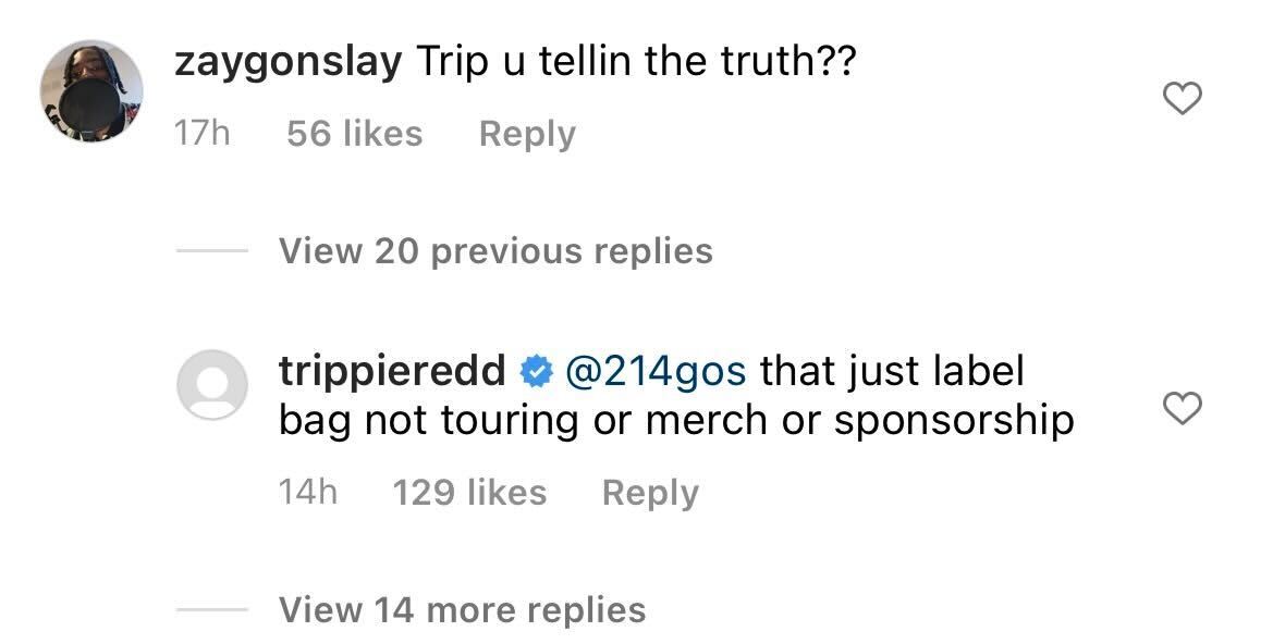 trippie redd comment on new deal