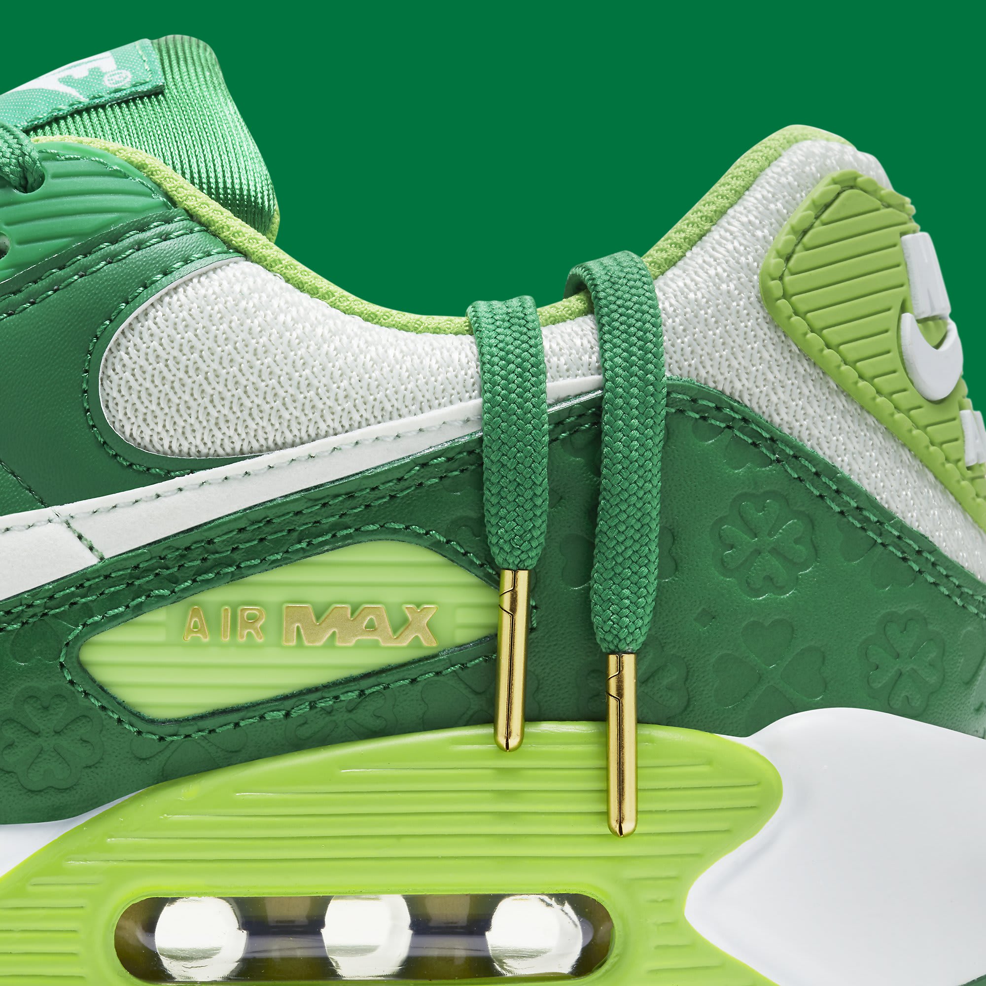 Nike Air Max 90 St. Patrick&#x27;s Day Release Date DD8555-300 Lace Detail