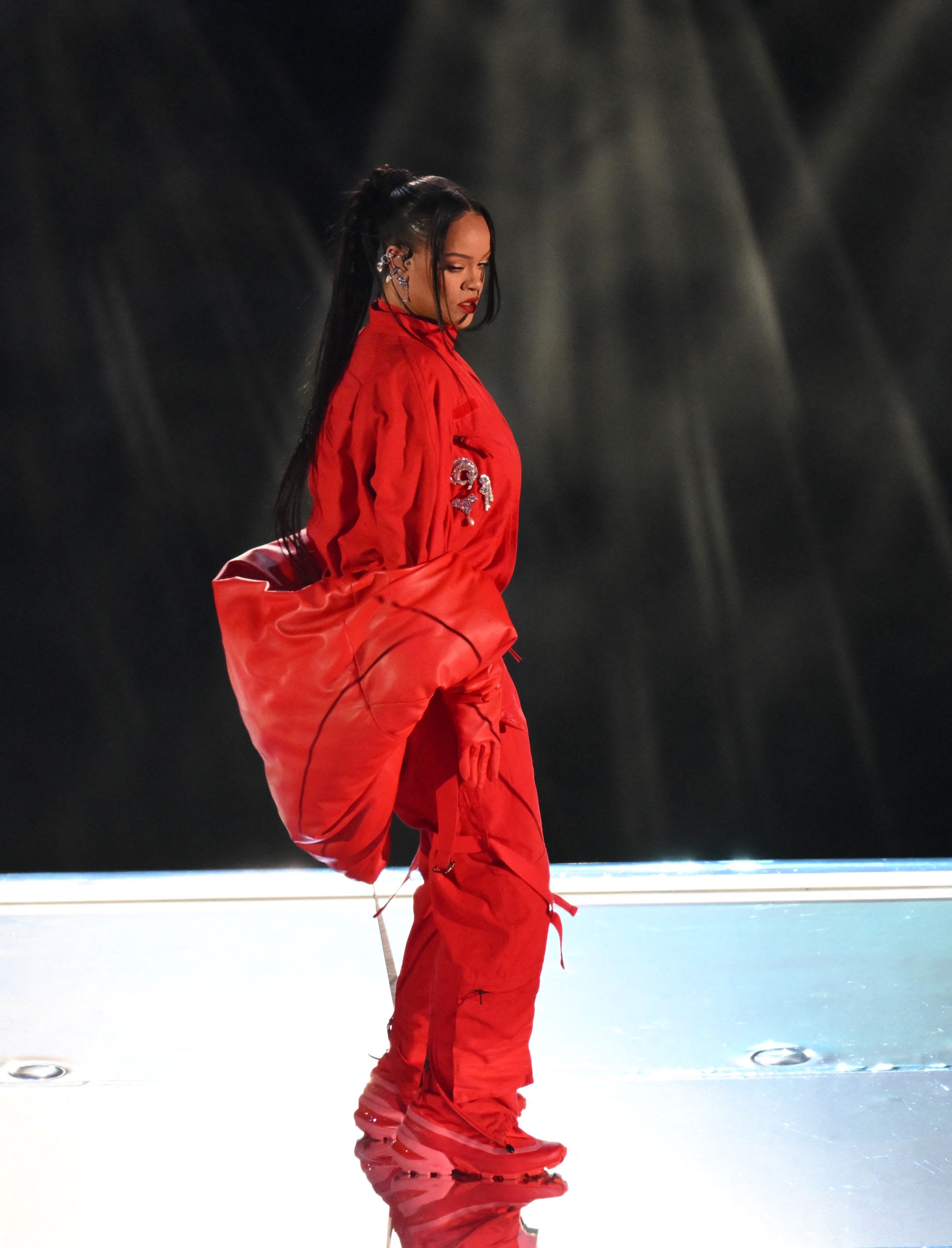 Rihanna Maison Margiela MM6 Red Super Bowl Sneakers Side