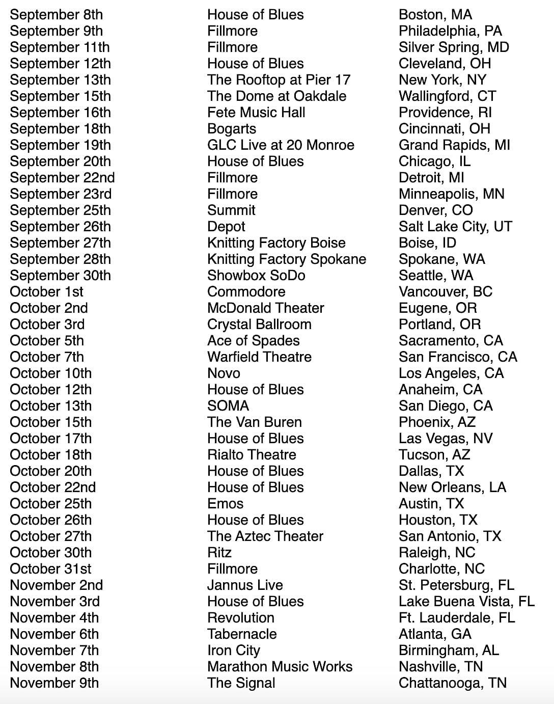 Isaiah Rashad Tour Dates