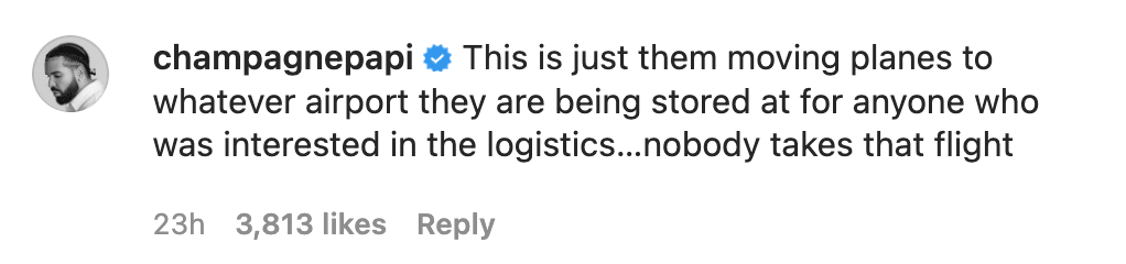 Drake instagram comment for news post