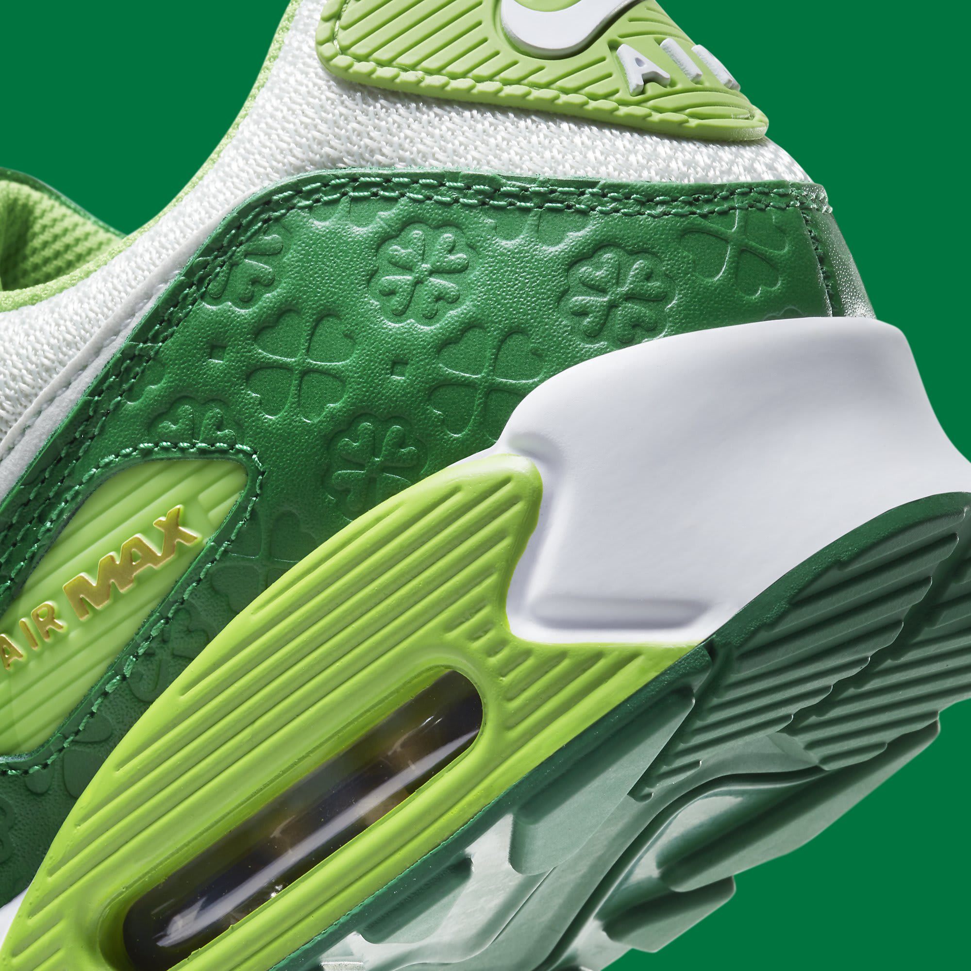 Nike Air Max 90 St. Patrick&#x27;s Day Release Date DD8555-300 Heel Detail